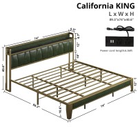 Likimio California King Bed Frame Storage Headboard With Charging Station Solid And Stable Noise Free No Box Spring Needed