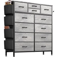 Lulive Dresser For Bedroom With 12 Drawers Tall Dresser Chest Of Drawers With Side Pockets And Hooks Fabric Dresser Storage To