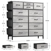 Lulive Dresser For Bedroom With 12 Drawers Tall Dresser Chest Of Drawers With Side Pockets And Hooks Fabric Dresser Storage To