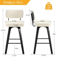 Bekrvio Swivel Bar Height Stools Set Of 3 Upholstered Faux Leather Barstools With Back 29 Seat Height Tall Bar Stools For Ki