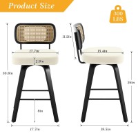 Bekrvio Swivel Counter Height Bar Stools Set Of 3 Upholstered Faux Leather Barstools With Rattan Back 26 Seat Height Bar Cha