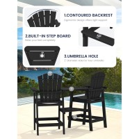 Kingyes Tall Adirondack Chair Set Of 2 Hdpe Tall Adirondack Barstools With Double Connecting Trays Embossed Bar Height Adirond