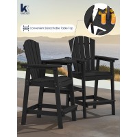 Kingyes Tall Adirondack Chair Set Of 4 Hdpe Tall Adirondack Barstools With Double Connecting Trays Embossed Bar Height Adirond