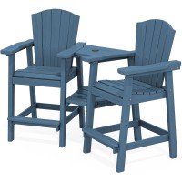 Kingyes Tall Adirondack Chair Set Of 2 Hdpe Tall Adirondack Barstools With Double Connecting Trays Embossed Bar Height Adirond