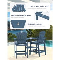 Kingyes Tall Adirondack Chair Set Of 2 Hdpe Tall Adirondack Barstools With Double Connecting Trays Embossed Bar Height Adirond