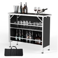 Vingli 43 Portable Bar Table 3Tier Shelves Carry Bag Mobile Bar Table For Events Party Camping Picnic Tradeshow Outdoo