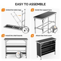 Vingli 43 Portable Bar Table 3Tier Shelves Carry Bag Mobile Bar Table For Events Party Camping Picnic Tradeshow Outdoo