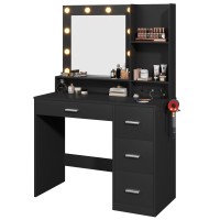 Yeshomy Vanity Desk With Mirror Power Outlet And 10 Lights Makeup Table With 4 Drawers 3 Color Modes Available For Bedroom P