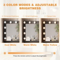 Yeshomy Vanity Desk With Mirror Power Outlet And 10 Lights Makeup Table With 4 Drawers 3 Color Modes Available For Bedroom P