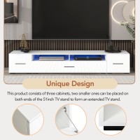 Merax Minimalist Style Extended Led Tv Stand With Color Changing Lights Modern Universal Entertainment Center High Gloss Cabin