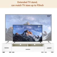 Merax Minimalist Style Extended Led Tv Stand With Color Changing Lights Modern Universal Entertainment Center High Gloss Cabin