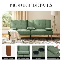 Colamy Futon Sofa Bedfabric Small Futon Couch Futon Lounge Sofa Futon Convertible With 2 Cup Holders Removable Soft Armrest