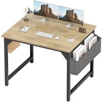 Shahoo 40 Inch Computer Desk Modern Simple Style Woodern Table With Storage Bag And Hook For Home Office Study Writing Natur