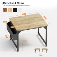 Shahoo 40 Inch Computer Desk Modern Simple Style Woodern Table With Storage Bag And Hook For Home Office Study Writing Natur