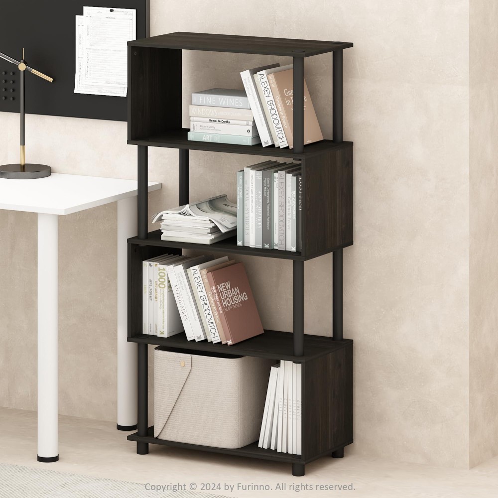 Furinno Reed 5Tier Sshaped Bookcase Bookshelf Espresso