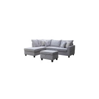 Harmony 995 Inch W Light Gray Fabric Sectional Sofa With Leftfacing Chaise And Storage Ottoman