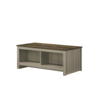 Nyla 43 Inch W Gray Oak Coffee Table With Open Shelves Front And Back