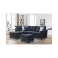 Harmony 995 Inch W Black Fabric Sectional Sofa With Leftfacing Chaise And Storage Ottoman