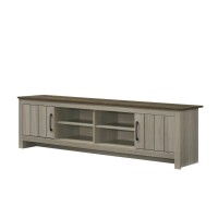 Nyla 685 Inch W Gray Oak Tv Stand With Shelves And Cabinet Doors