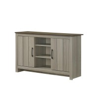 Nyla 47W Gray Oak Console Table Buffet Table Sideboard With Shelves And Cabinet Doors