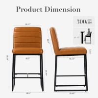 Colamy Leather Bar Stools Set Of 2 Modern Counter Height Barstools Kitchen Bar Chairs Island Stools With Upholstered Back And M