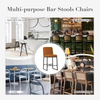 Colamy Leather Bar Stools Set Of 2 Modern Counter Height Barstools Kitchen Bar Chairs Island Stools With Upholstered Back And M