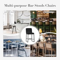 Colamy Leather Bar Stools Set Of 2 Modern Counter Height Barstools Kitchen Bar Chairs Island Stools With Upholstered Back And M