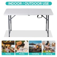 Zenstyle 4 Ft Adjustable Folding Table Indoor Outdoor Portable Plastic Dining Card Table Utility Table For Camping Dining Event