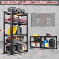 Reibii Storage Shelves 2000Lbs Garage Shelving Heavy Duty 5Tier Metal Shelving Units For Storage Adjustable Utility Shelf Rack