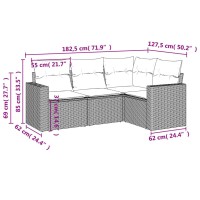 Vidaxl 4 Piece Patio Sofa Set With Cushions Black Poly Rattan