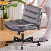 Comhoma Criss Cross Chair With Wheels Armless Wide Cross Legged Office Chair Mid Back Modern Home Office Desk Chair Swivel Adj