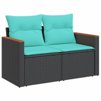 Vidaxl 7 Piece Patio Sofa Set With Cushions Black Poly Rattan