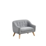 Amelia 28W Gray Chenille Kids Sofa With Tufted Back And Wooden Legs