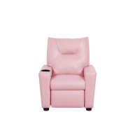 Perline 23W Pink Pvc Fabric Kids Recliner Chair With Cupholder