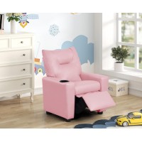 Perline 23W Pink Pvc Fabric Kids Recliner Chair With Cupholder