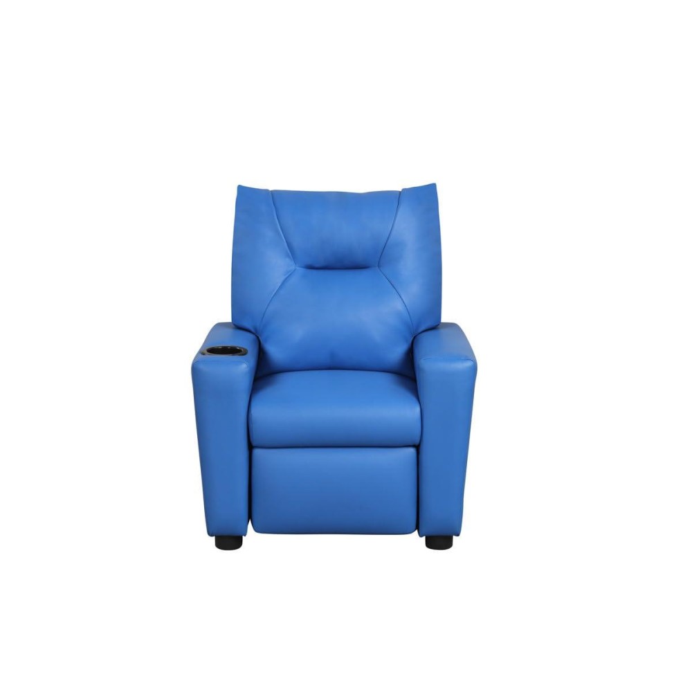 Perline 23W Blue Pvc Fabric Kids Recliner Chair With Cupholder