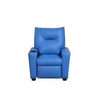 Perline 23W Blue Pvc Fabric Kids Recliner Chair With Cupholder