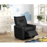 Perline 23W Black Pvc Fabric Kids Recliner Chair With Cupholder