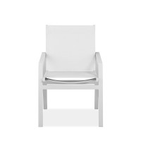 Rio Indoor/Outdoor Dining Armchair Aluminum White Matte Frame, Textyline Seat, Powder-Coated Finish
