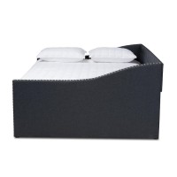 Baxton Studio Haylie Modern And Contemporary Dark Grey Fabric Upholstered Queen Size Daybed With Roll-Out Trundle Bed