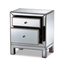 Baxton Studio Fadri Contemporary Glam And Luxe Mirrored 2-Drawer End Table