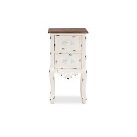 Baxton Studio Levron Classic And Traditional Two-Tone Walnut Brown And Antique White Finished Wood 2-Drawer End Table