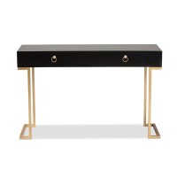 Baxton Studio Beagan Modern And Contemporary Black Finished Wood And Gold Metal 2-Drawer Console Table