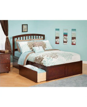 Richmond Twin Platform Bed with Flat Panel Foot Board and 2 Urban Bed Drawers in Walnut