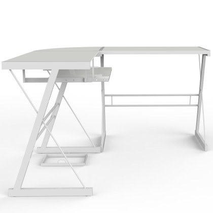 Ryan Rove Madison 3 Piece L Shaped Computer Desk - Home and Office Corner Organizer with Side Table and Keyboard Tray - Laptop, Monitor, Accessories - 20x51x29 Inches - White