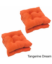 16-inch Solid Micro Suede Square Tufted Chair Cushions (Set of 4) - Tangerine Dream