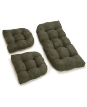 U-Shaped Microsuede Tufted Settee Cushion Set (Set of 3) - Hunter Green