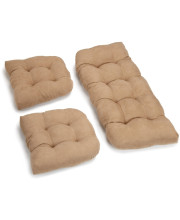 U-Shaped Microsuede Tufted Settee Cushion Set (Set of 3) - Java