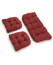 U-Shaped Microsuede Tufted Settee Cushion Set (Set of 3) - Red Wine