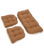 U-Shaped Microsuede Tufted Settee Cushion Set (Set of 3) - Saddle Brown